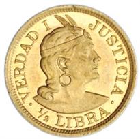 PERU GOLD 1/2 LIBRA (1898-1969)