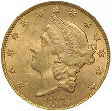 Coronet Head Gold $20 Double Eagle - Twenty D - With Motto (1866-1876)