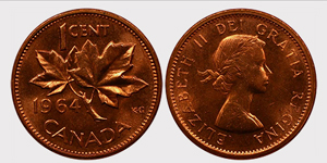 1 cent 1964-Missing G Elizabeth II Copper Price - Canada Copper Coin Value