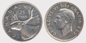 25 cents 1950 George VI