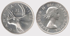 25 cents 1953 - Large Date Elizabeth II Silver Price - Canada Silver ...