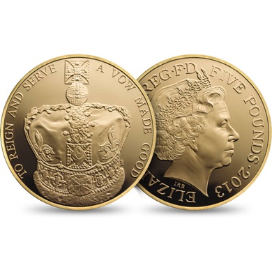 The Queen's Coronation Anniversary 2013 UK Euro 5 Gold Proof Coin Gold ...