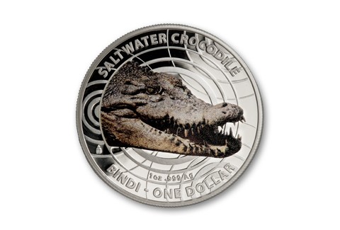 2012 Australia 1-oz Silver Saltwater Crocodile Colored Proof