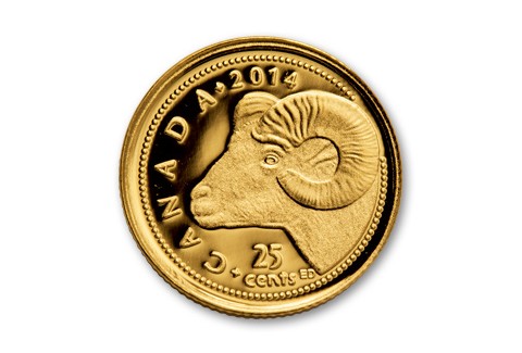 2014 Canada 25 Cent Gold Bighorn Sheep Proof